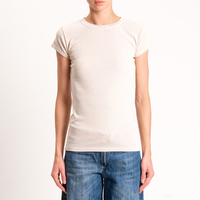 Zeroassoluto-T-shirt lurex a costine - oro