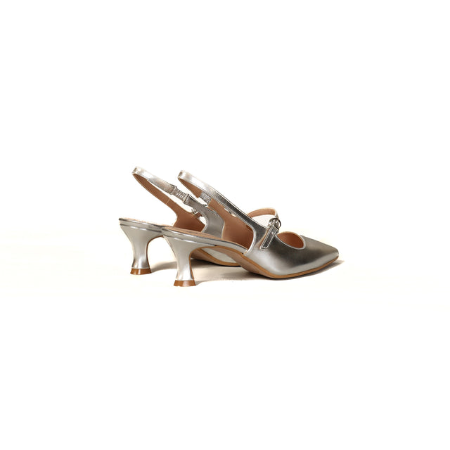 Divine Follie-Slingback con tacco - laminato argento