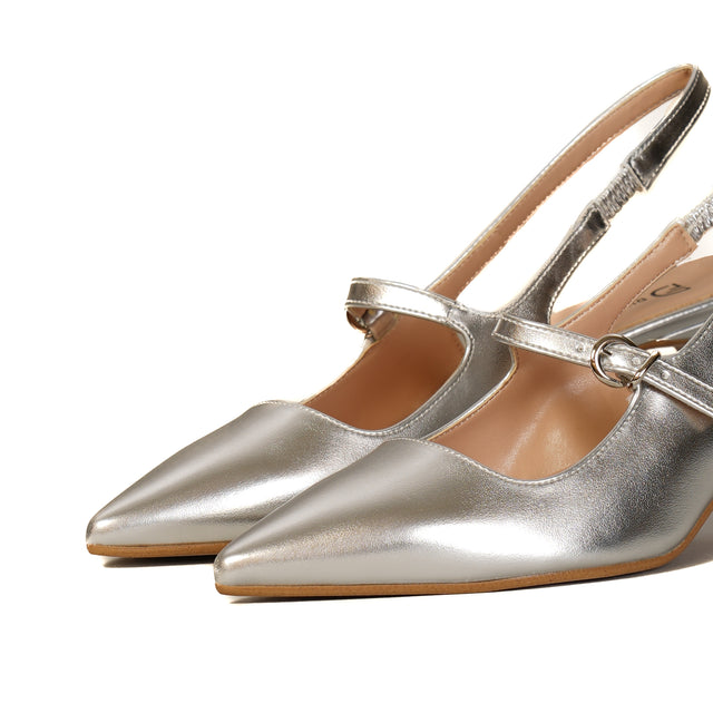 Divine Follie-Slingback con tacco - laminato argento
