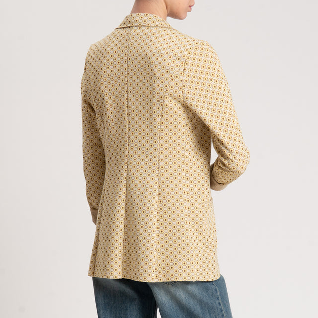 Zeroassoluto-Giacca JIN elasticizzata - ottagono lurex burro/mimosa/bronzo
