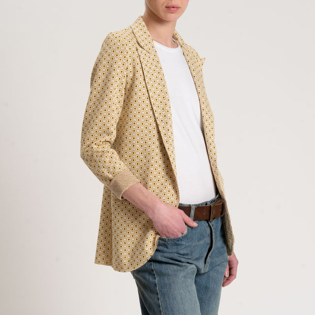 Zeroassoluto-Giacca JIN elasticizzata - ottagono lurex burro/mimosa/bronzo
