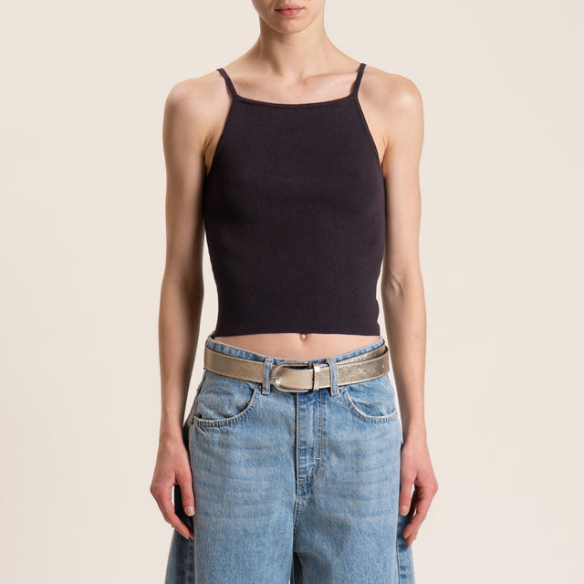 Vicolo-T-shirt in maglia fiocco dietro - moro