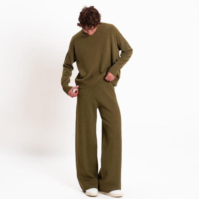 Zeroassoluto-Maglia scatola girocollo riga centrale - militare