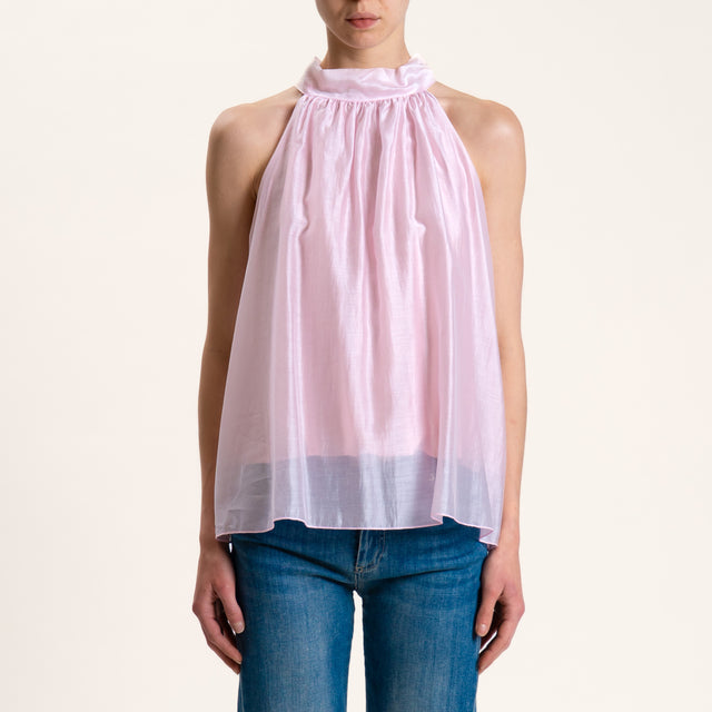 Kontatto-Top mussola lyocell scollo americana - rosa