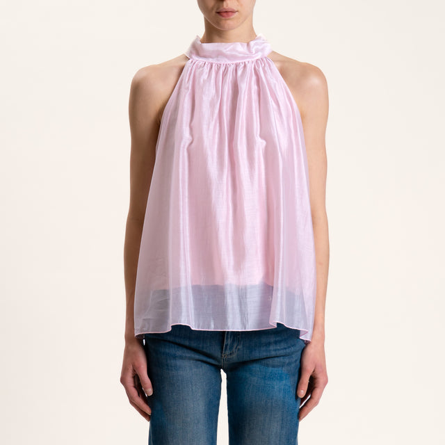 Kontatto-Top mussola lyocell scollo americana - rosa