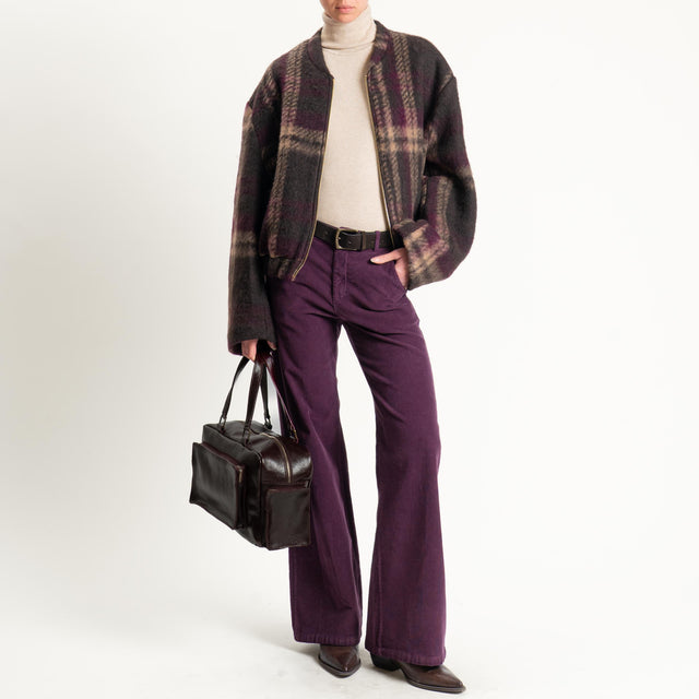 Haveone-Bomber check misto lana - bordeaux/moro