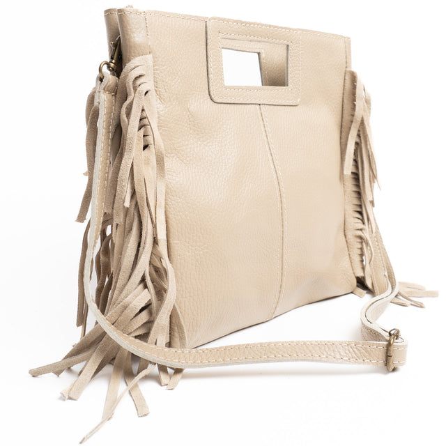 White mood-Borsa a mano con frange laterali - sand