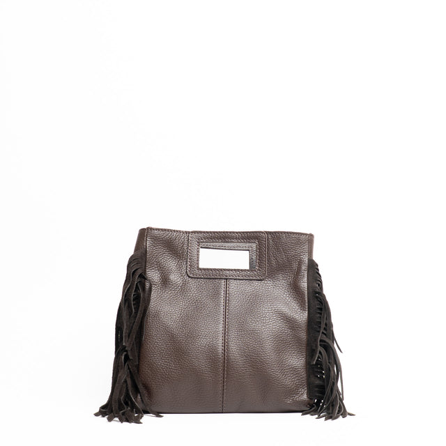 White mood-Handbag with side fringes - dark brown