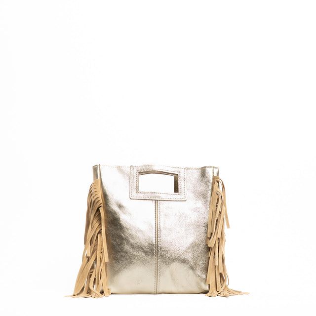 White mood-Borsa a mano con frange laterali - gold