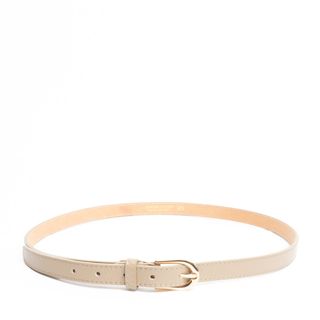 W by Whitemood-Cintura fina genuine leather martellata - taupe