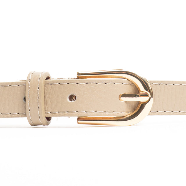 W by Whitemood-Cintura fina genuine leather martellata - taupe
