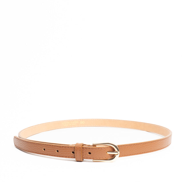 W by Whitemood-Cintura fina genuine leather martellata - cuoio