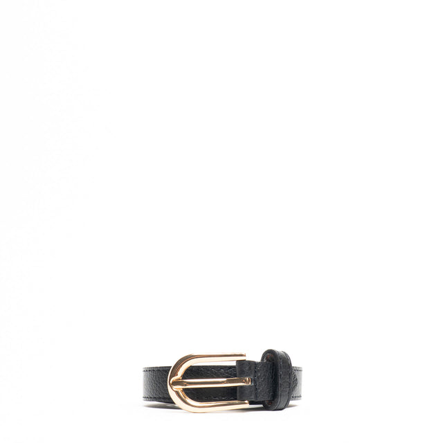W by Whitemood-Cintura fina genuine leather martellata - Nero
