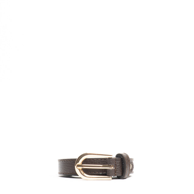 W by Whitemood-Cintura fina genuine leather martellata - moro