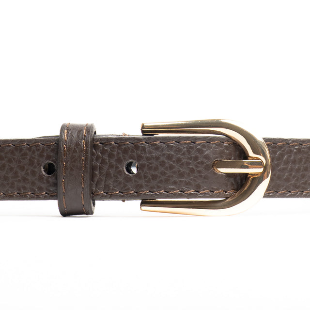 W by Whitemood-Cintura fina genuine leather martellata - moro