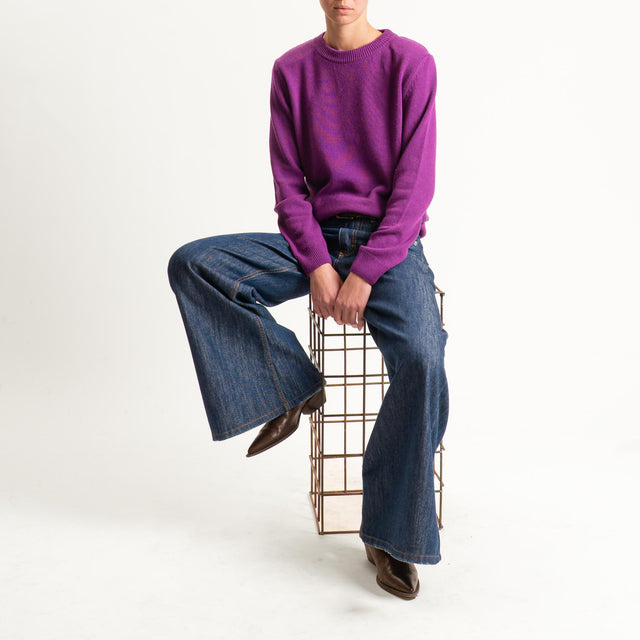 Tensione in-Maglia misto cashmere regular fit girocollo con spalline - melanzana