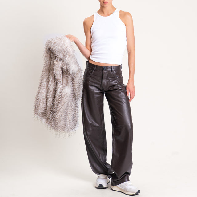 Vicolo-Pantalone 100% genuine leather 5 tasche - moro