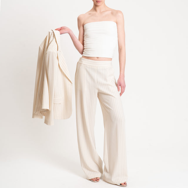 Kontatto-Pantalone tessuto fluido gessato - burro