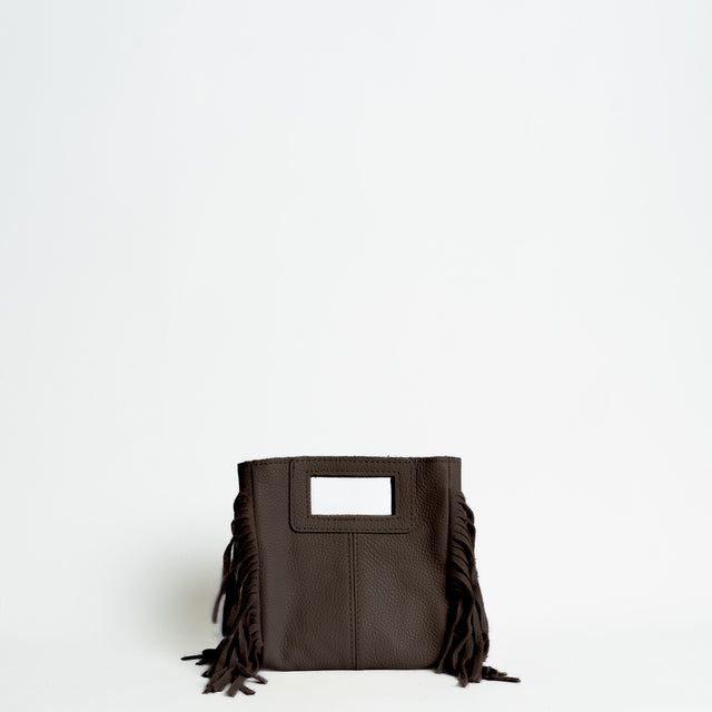 W by Whitemood-Mini borsa a mano con frange laterali - caffe'