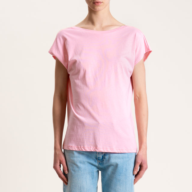 Souvenir-T-shirt scollo v dietro - rosa