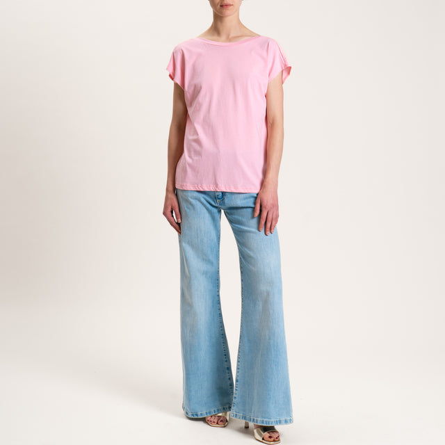 Souvenir-T-shirt scollo v dietro - rosa