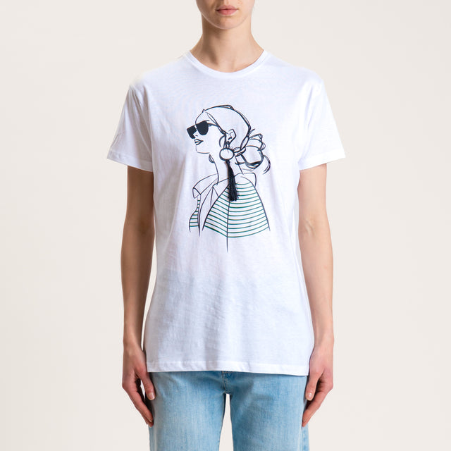 Souvenir-T-shirt stampa WOMAN con applicazione - Bianco