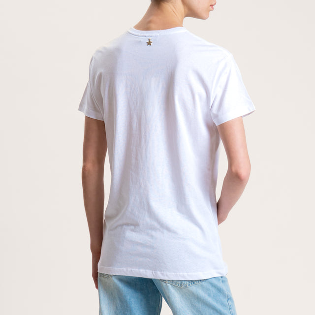 Souvenir-T-shirt stampa WOMAN con applicazione - Bianco