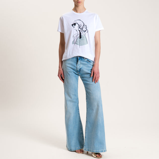 Souvenir-T-shirt stampa WOMAN con applicazione - Bianco