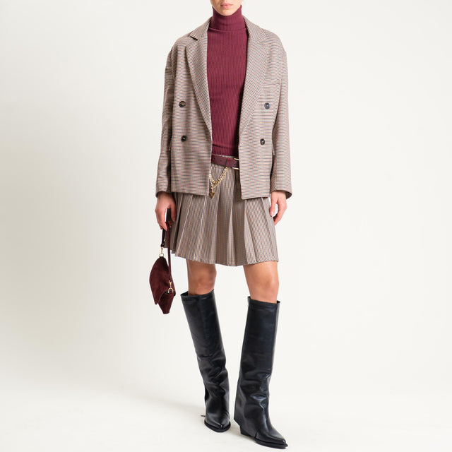 Tensione in-Giacca doppiopetto pied de poule - beige/nero/vino