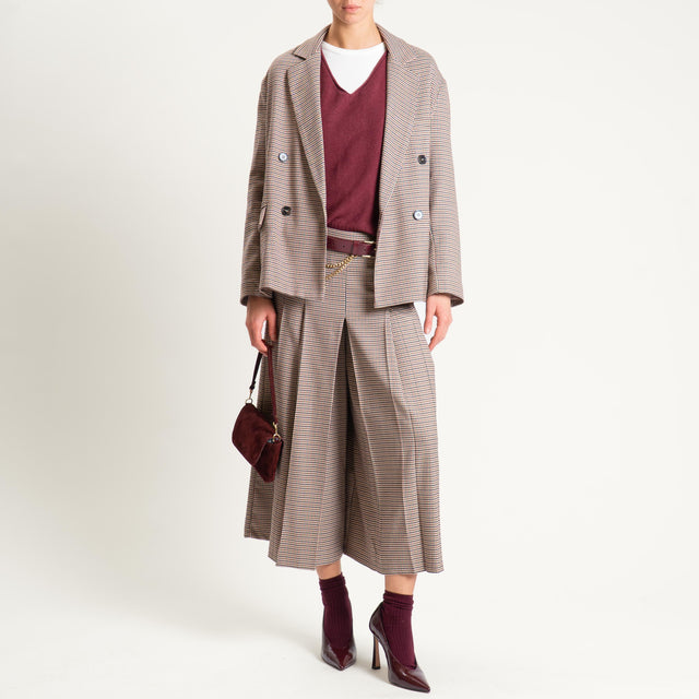 Tensione in-Giacca doppiopetto pied de poule - beige/nero/vino