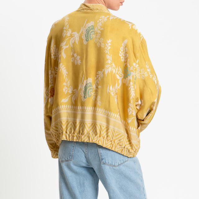 Wu'side-Kimono bomber fantasia floreale con tasche - giallo/sand