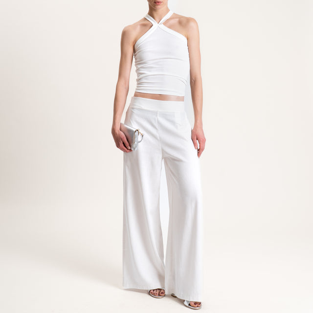 Haveone-Pantalone misto lino elastico dietro - burro