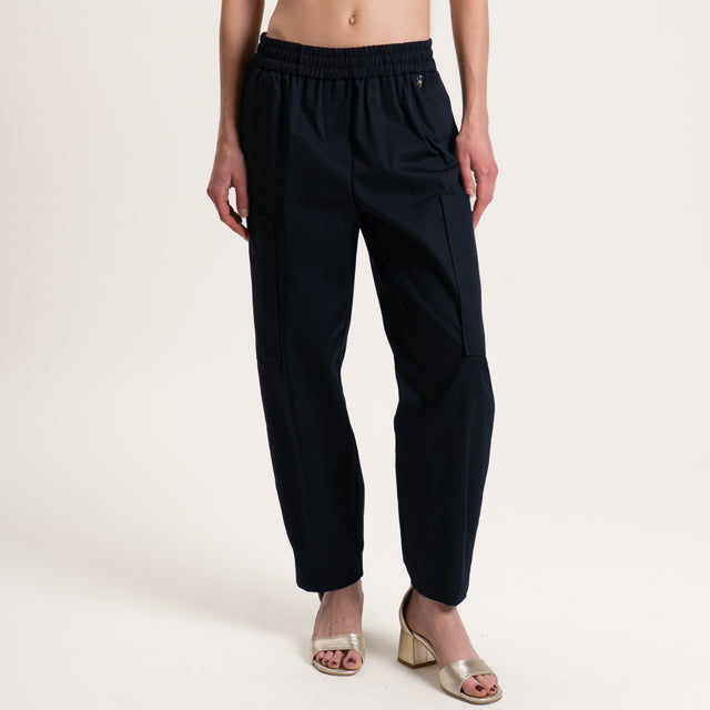 Souvenir-Pantalone cargo elastico in vita - Nero