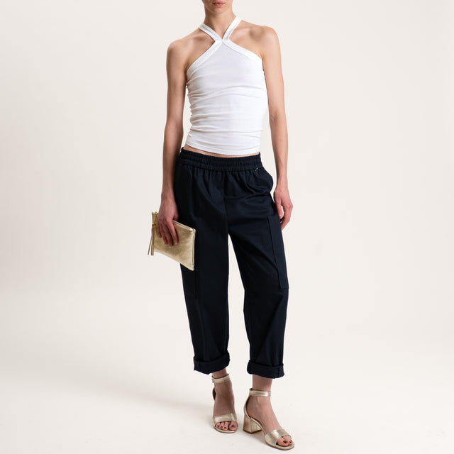 Souvenir-Pantalone cargo elastico in vita - Nero