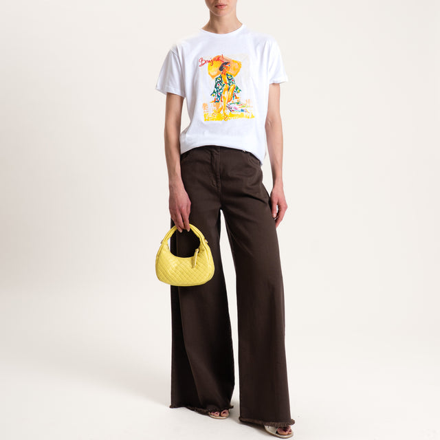 Souvenir-Pantalone wide leg sfrangiato - moka