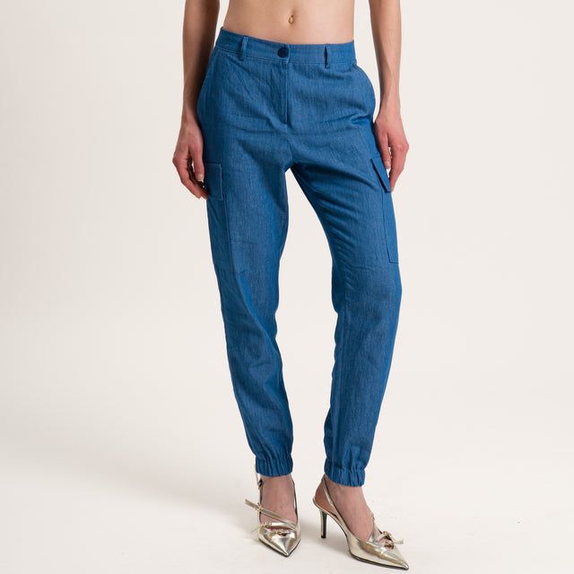 Zeroassoluto-Pantalone BEAUTY cargo chambray - denim