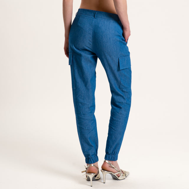 Zeroassoluto-Pantalone BEAUTY cargo chambray - denim
