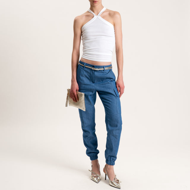 Zeroassoluto-Pantalone BEAUTY cargo chambray - denim