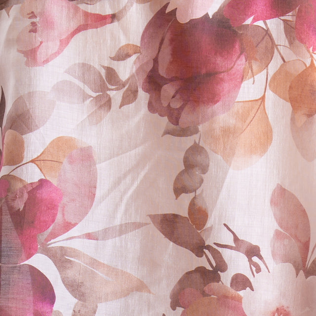 Zeroassoluto-Camicia MINA mussola lyocell a scatola collo coreana - fiori burro/moro/malva