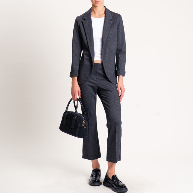 Zeroassoluto-Pantalone cropped tessuto comfort elasticizzato - antracite melange