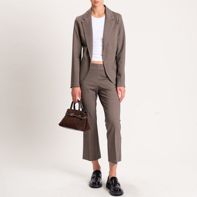 Zeroassoluto-Pantalone cropped tessuto comfort elasticizzato - moro melange