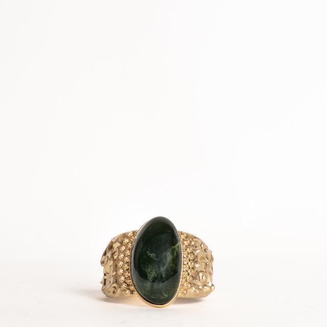 W by Whitemood-Bracciale increspato con pietra - verde