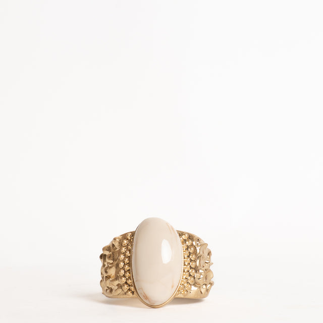 W by Whitemood-Bracciale increspato con pietra - avorio