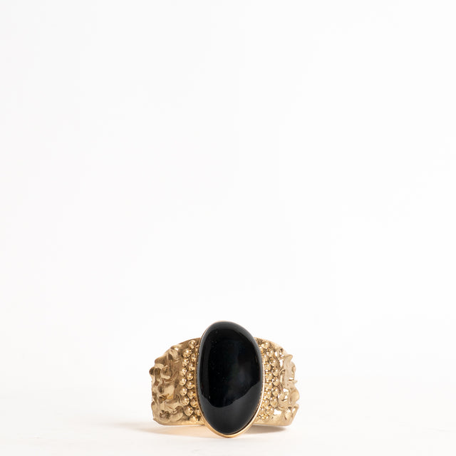W by Whitemood-Bracciale increspato con pietra - nero