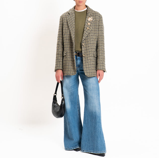 Dixie-Giacca over pied de poule misto lana - militare/sand/nero