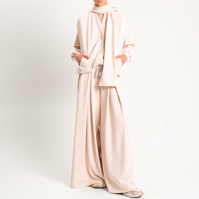 Souvenir-Pantalone wide leg con coulisse - crema