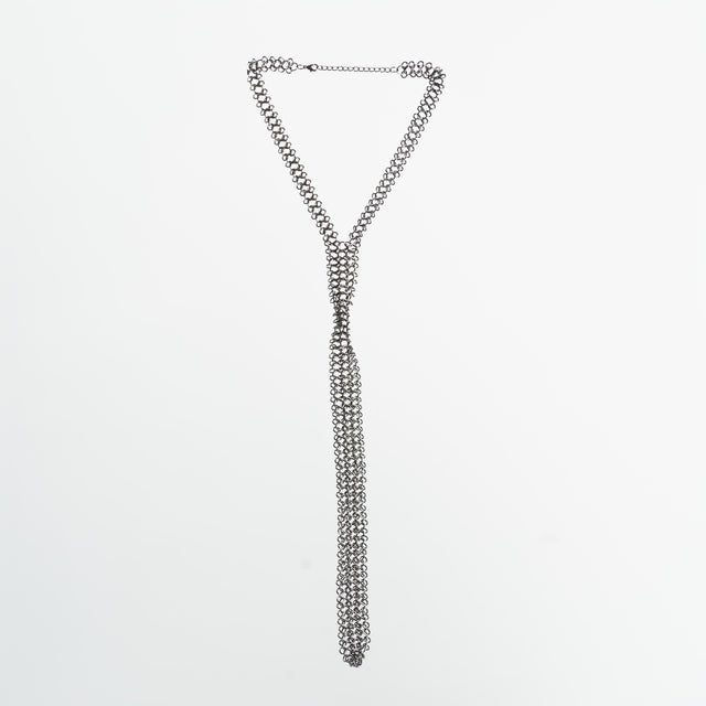 W by Whitemood-Collana cravatta in maglia - Nero