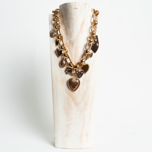 W by Whitemood-Collana catena ciondoli cuore - gold