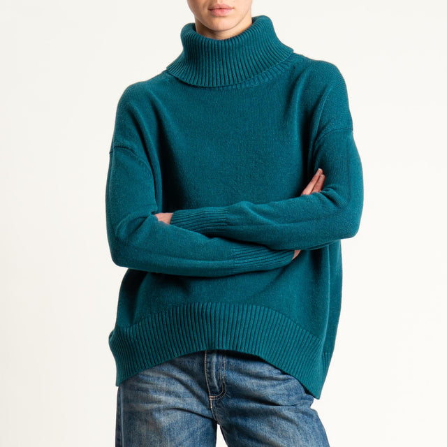 Zeroassoluto-Maglia collo alto - verde bottiglia