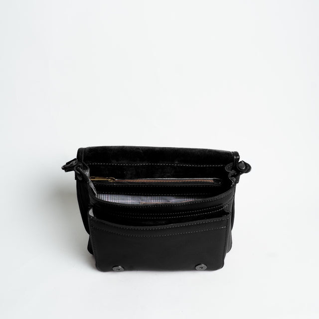 Zeroassoluto-Borsa saddle genuine leather high quality - nero